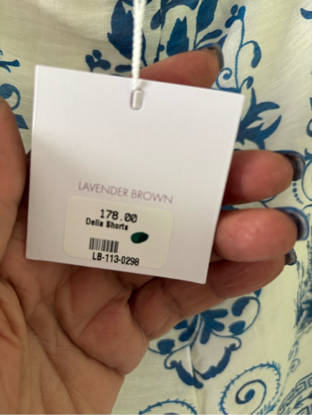 Lavender Brown White and Blue Printed Women's Shorts - Picture 3 of 14